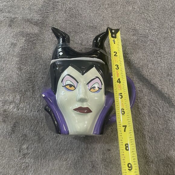 Disney Maleficent Mug With Topper New with tiny Chip Villains 5" x 7 " Purple - Picture 4 of 11